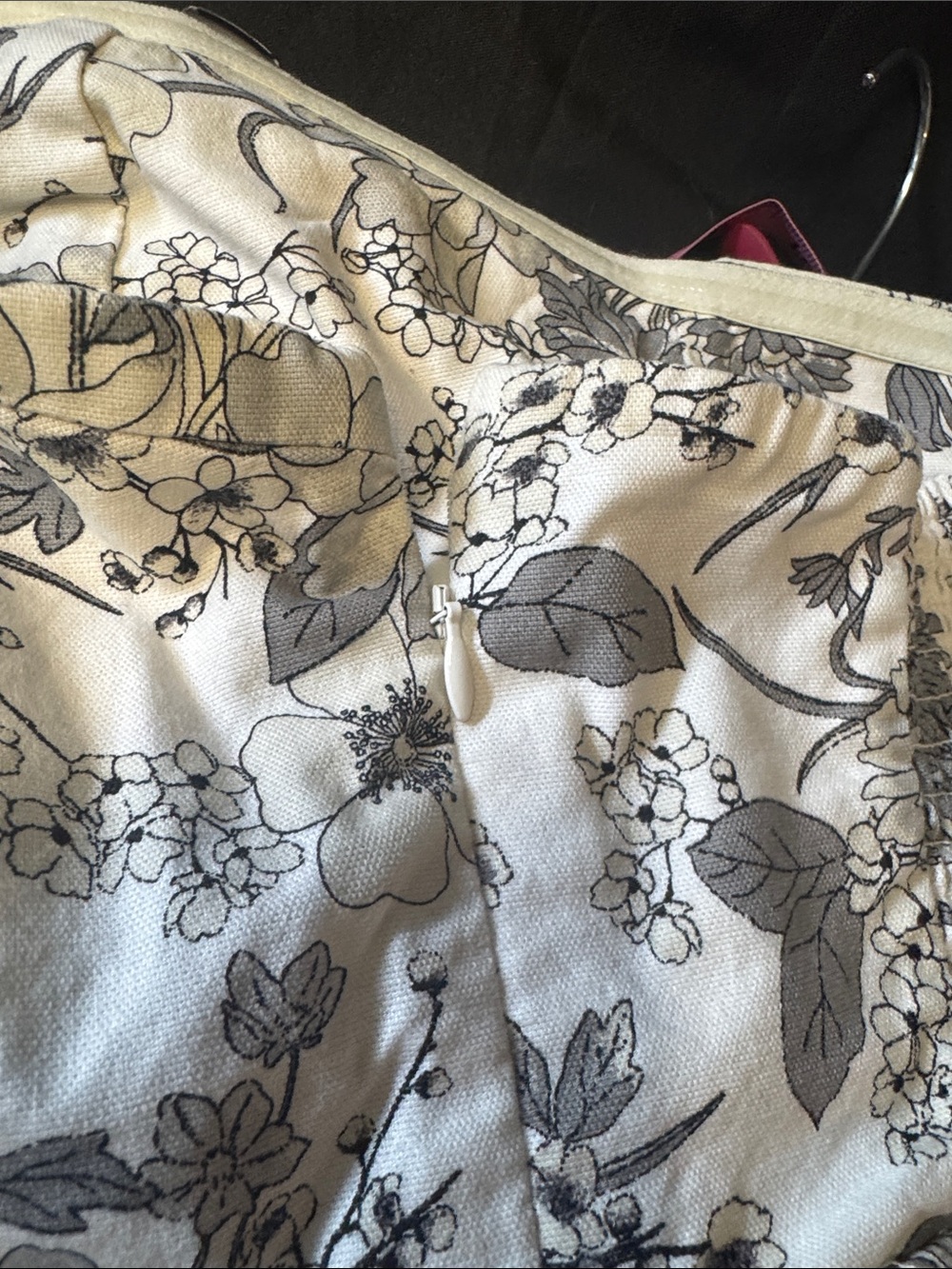 Old Navy Strapless A-Line Skirt — White and Gray Floral - Picture 6 of 7